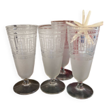 Lot de 4 verres anciens gravés Art Déco