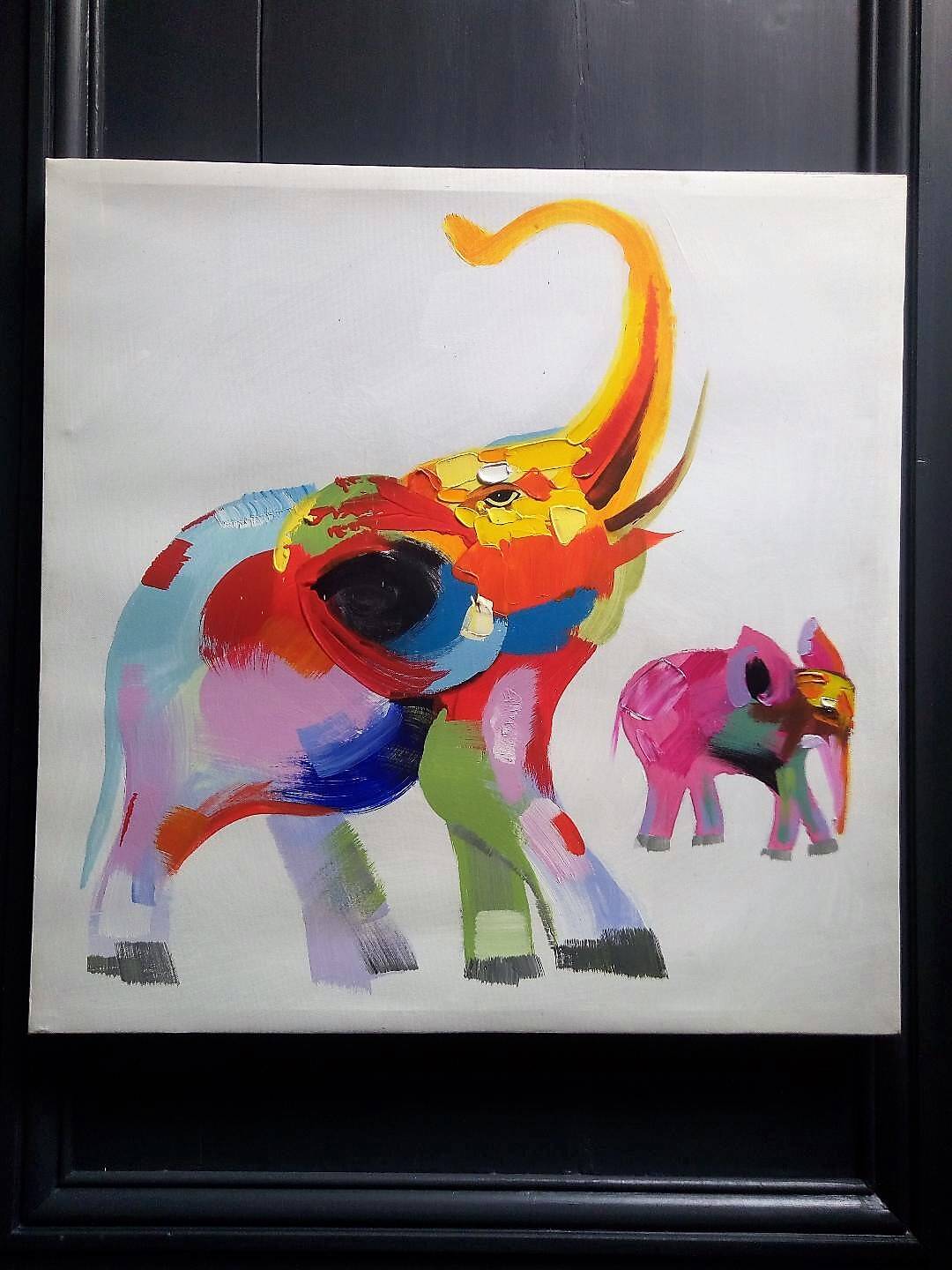 Oil on canvas elephant 58 cm x 58 cm