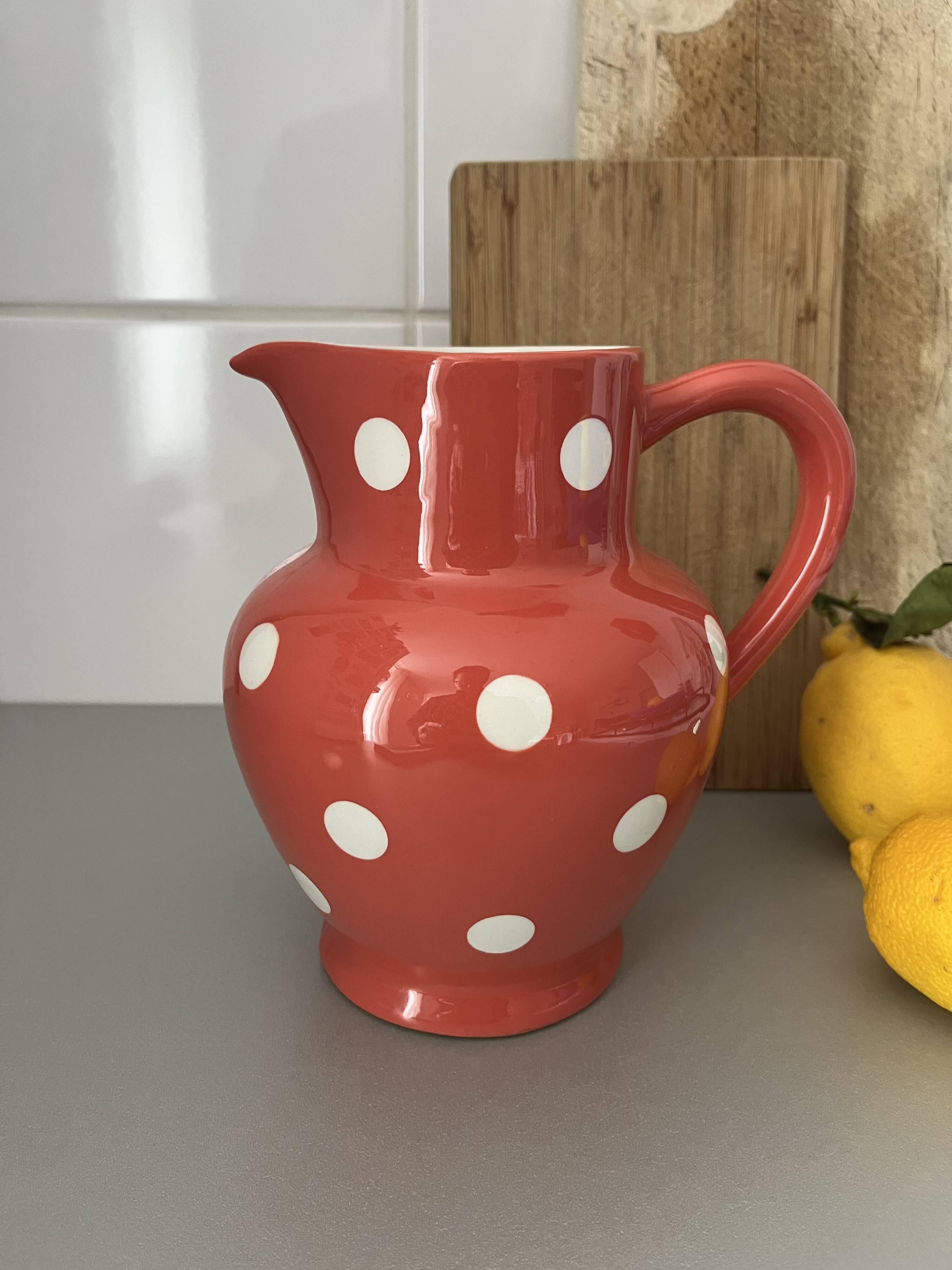 Moulin des Loups earthenware polka dot pitcher