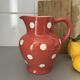 Moulin des Loups earthenware polka dot pitcher