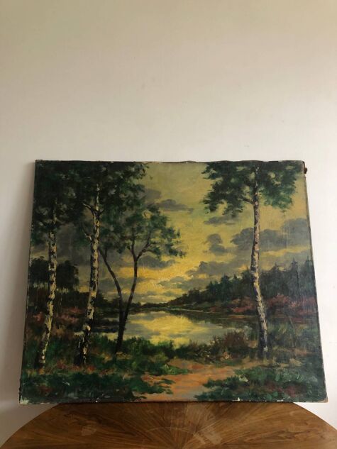 Oil on canvas countryside landscape