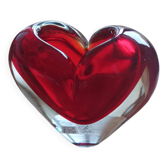 Authentic Murano red heart vase signed