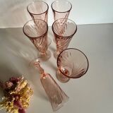 6 Rosaline Twisted Pink Champagne Flutes
