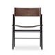 Set of 4 bar stools with backrest, dark brown leather and black metallic rubber.