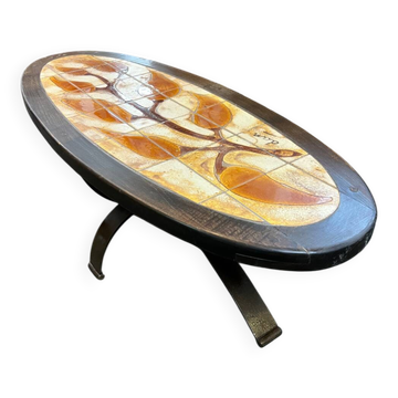 Vallauris coffee table signed "Dan"