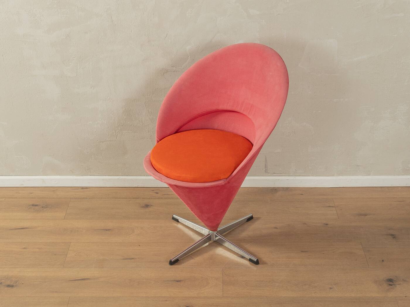 Unique Cone Chairs by Verner Panton for Gebrüder Nehl, set of 2, pink and orange