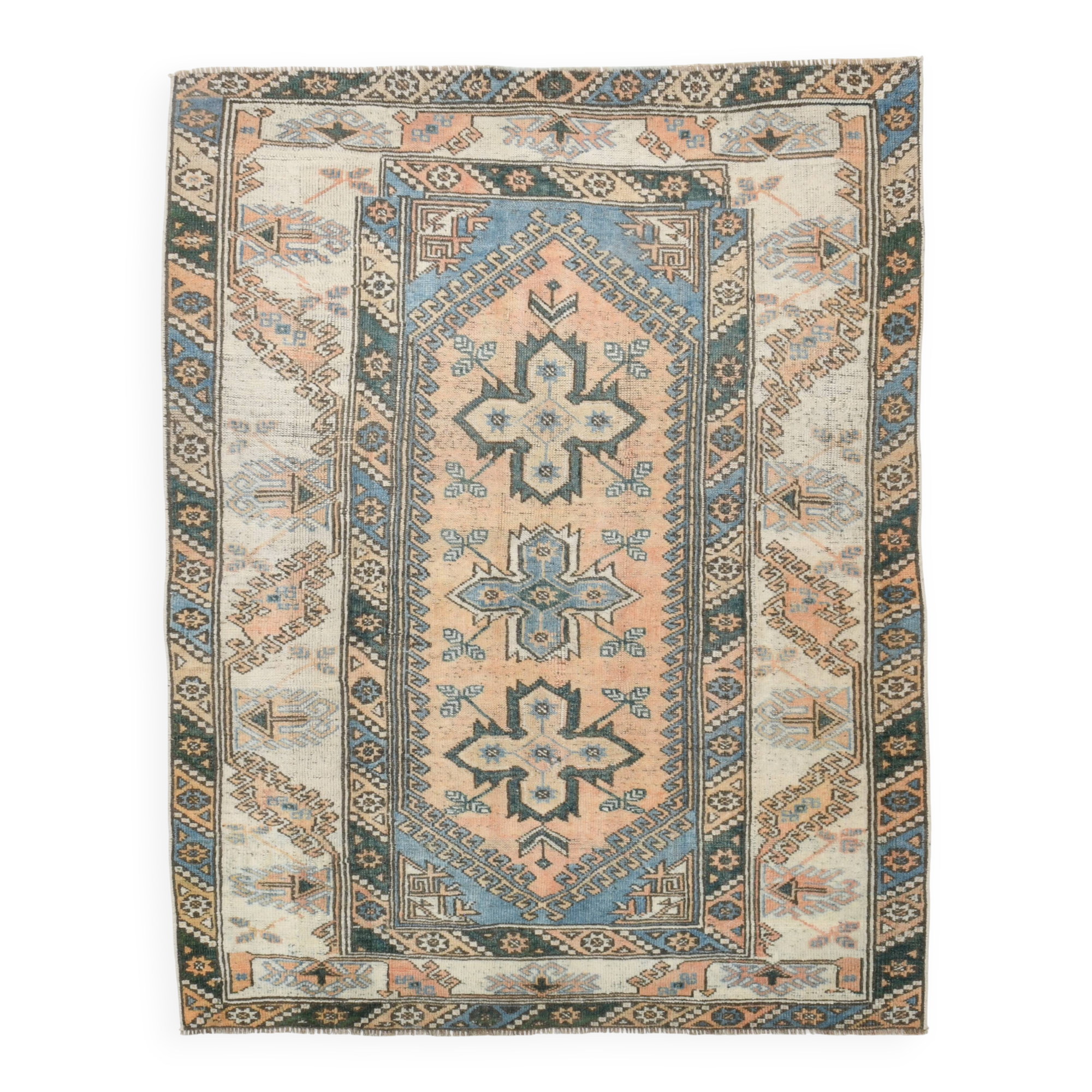 4x5 Green & Blue Small Persian Rug, 130x165Cm