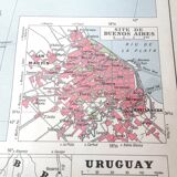 Old map South America Argentina Chile Uruguay 43x43cm from 1950