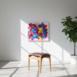 Mid-Century Stool in Beech with Brown Leather Seat, Denmark, 1950s