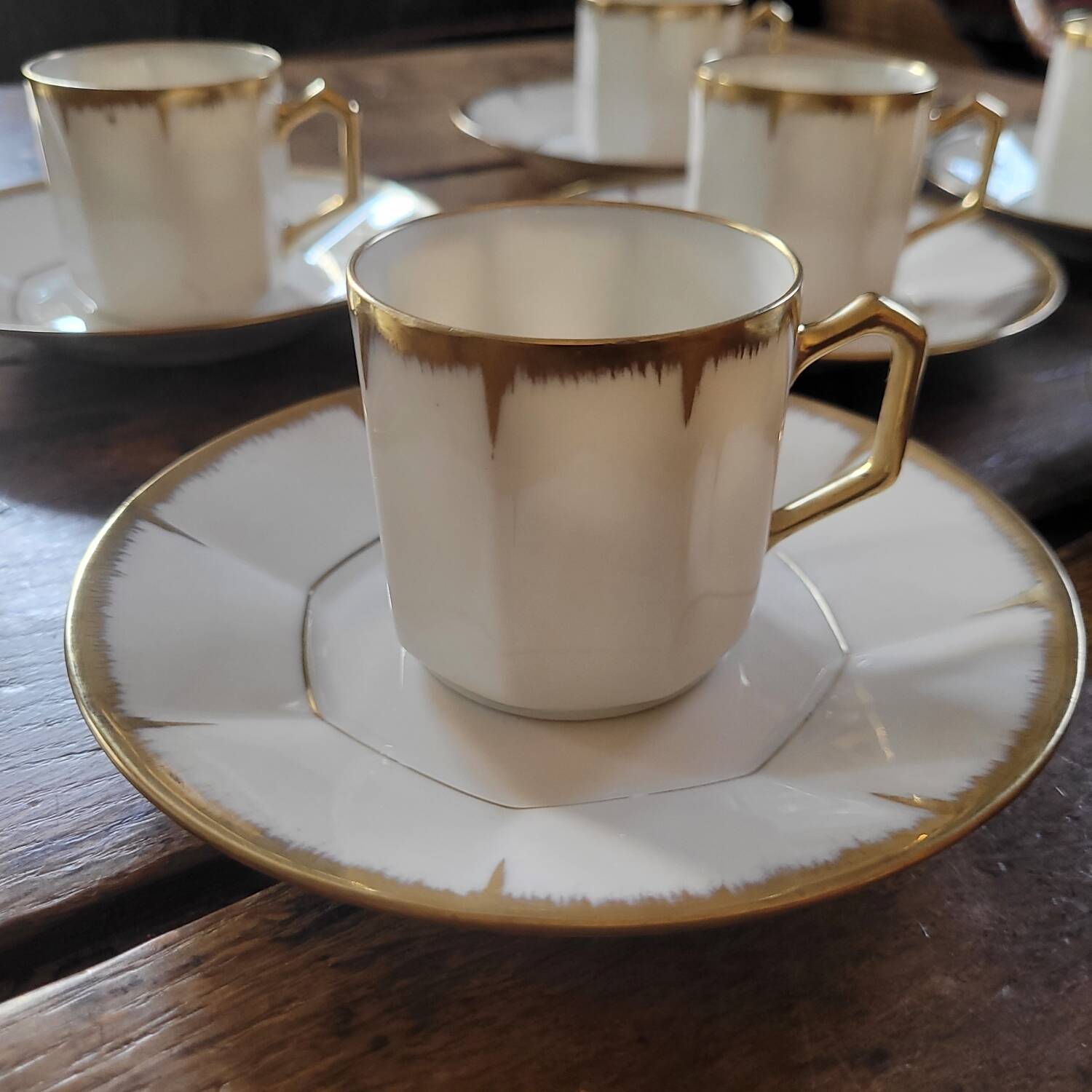 Limoges gilt porcelain coffee set — 6 cups