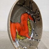 Hollow earthenware dish signed Gehel 50s/60s