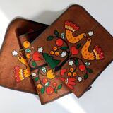 Chemin de table vintage en jute, motifs Noël, années 60