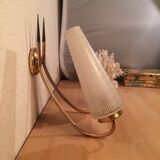 Double Arlus 50s wall lamp, brass and glass