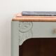 Renovated antique Art Deco bedside table – Lézard Green Pure & Paint, natural wood and marble top.