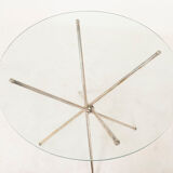 Guéridon mikado en laiton argenté et verre, années 1980