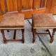 2 tabourets en bois tourné, 1950