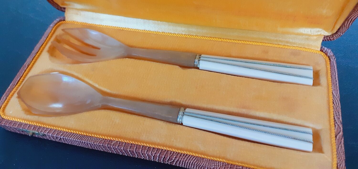 Art deco bakelite salad cutlery