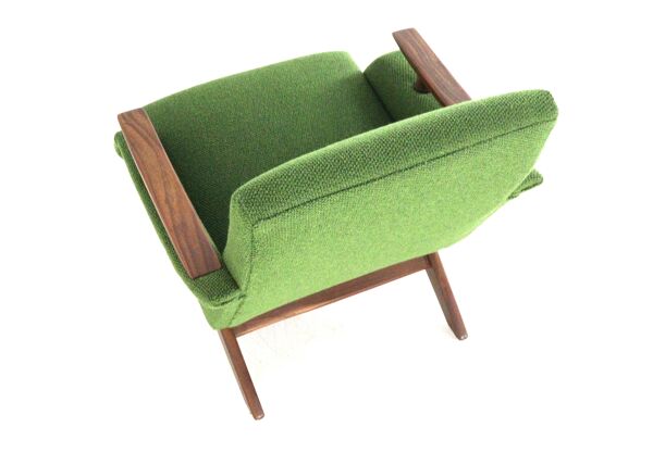 fauteuil en teck des années 50 'Breda'   - entièrement restauré + nouvelle tapisserie