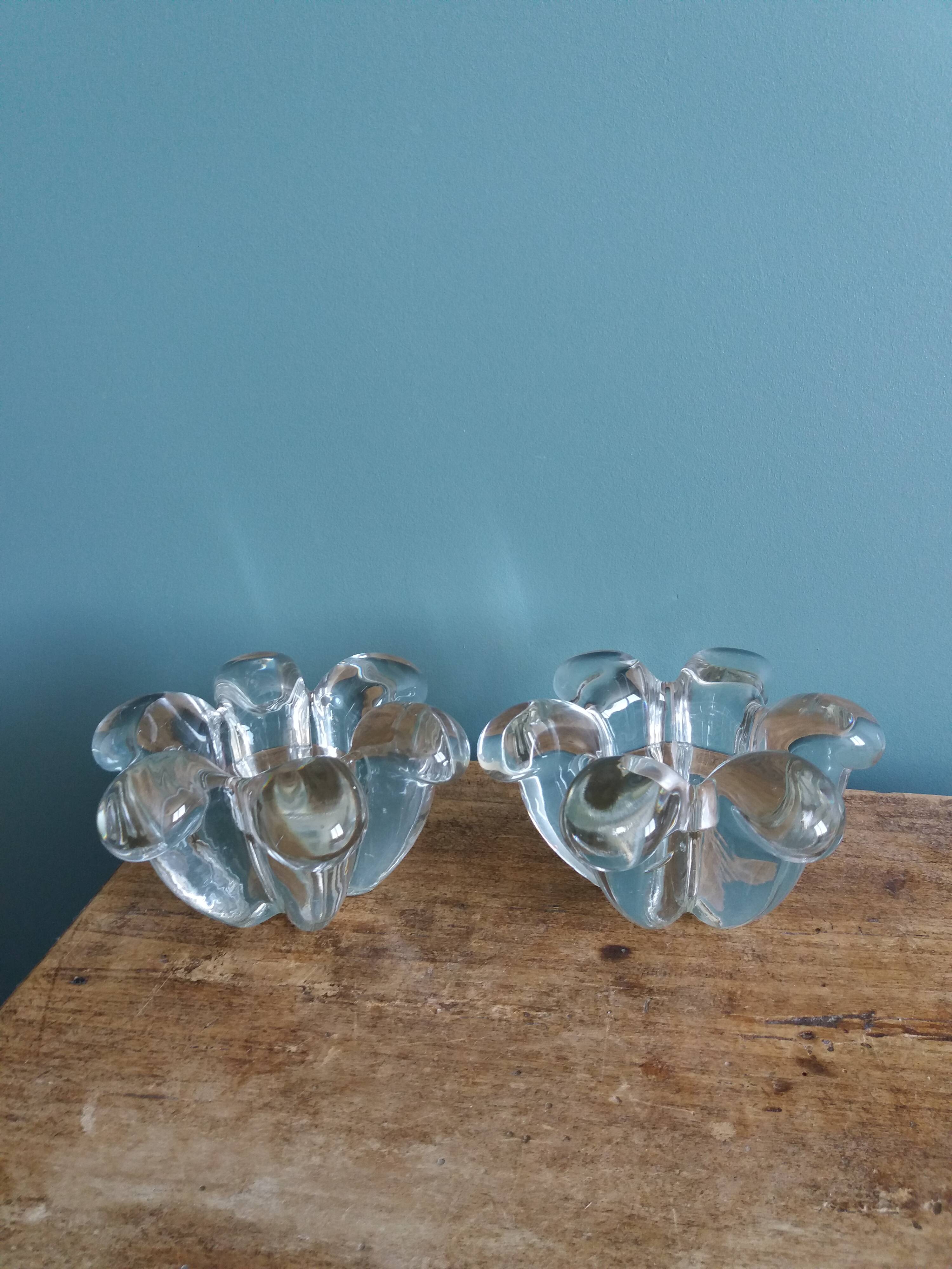Glass or crystal flower candle holders