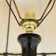 Vintage Floor Lamp Turned Wood, Bamboo Rattan Circa 1950s