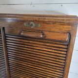 Solid oak double curtain filing cabinet