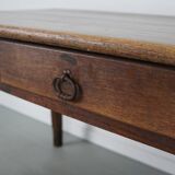 Table de salle à manger de ferme rustique française du 19ème siècle en chêne antique