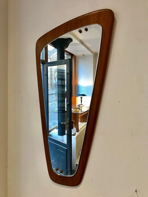 Scandinavian mirror in free form teak circa 1960 78x34cm