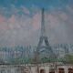 Ancien tableau Caroline Burnnet vue de Paris 1900