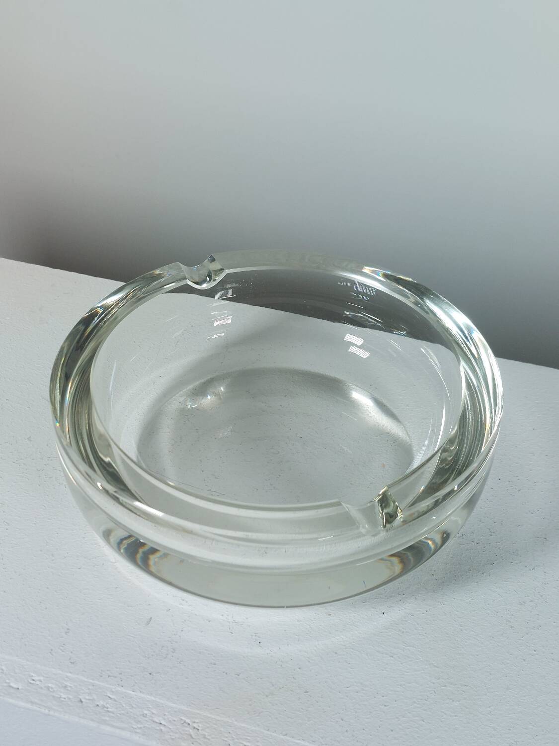 Vintage mid century hand cut crystal glass cigar ashtray
