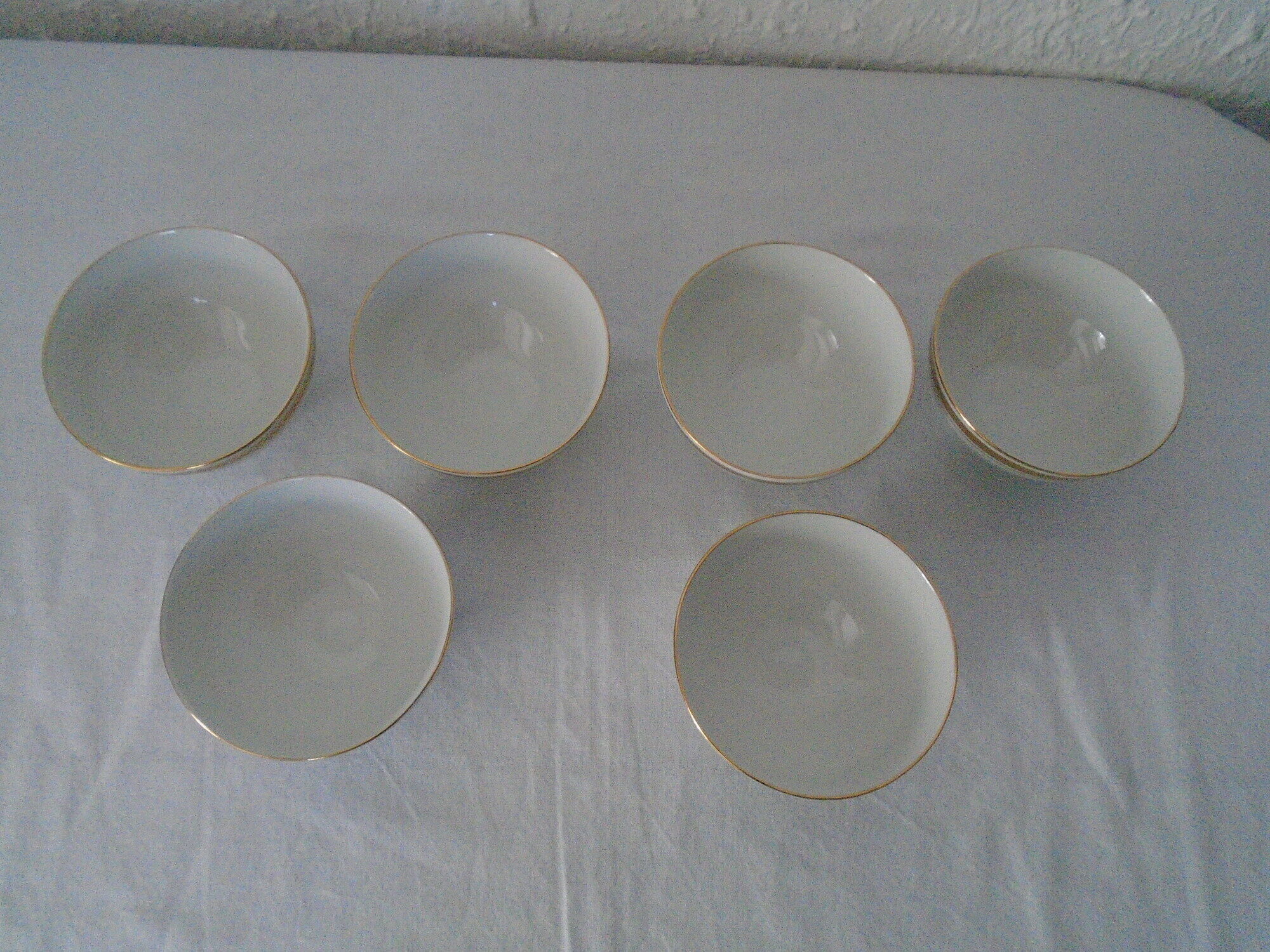 6 bols luxury porcelain france blancs gold border