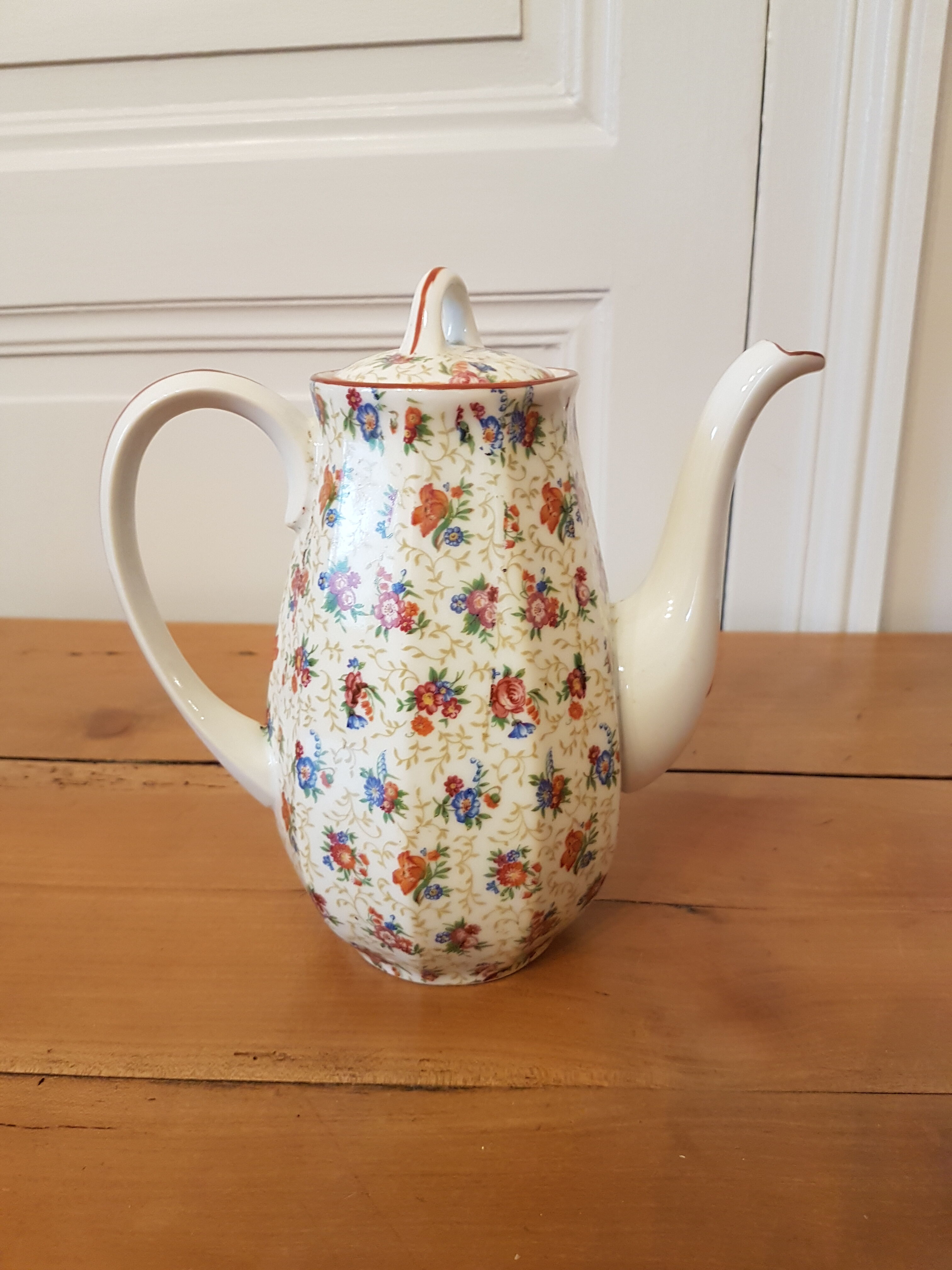 Flowered teapot porcelain limoges