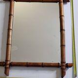 Large 19th century French mirror in carved faux bamboo wood, 52 x 64 cm