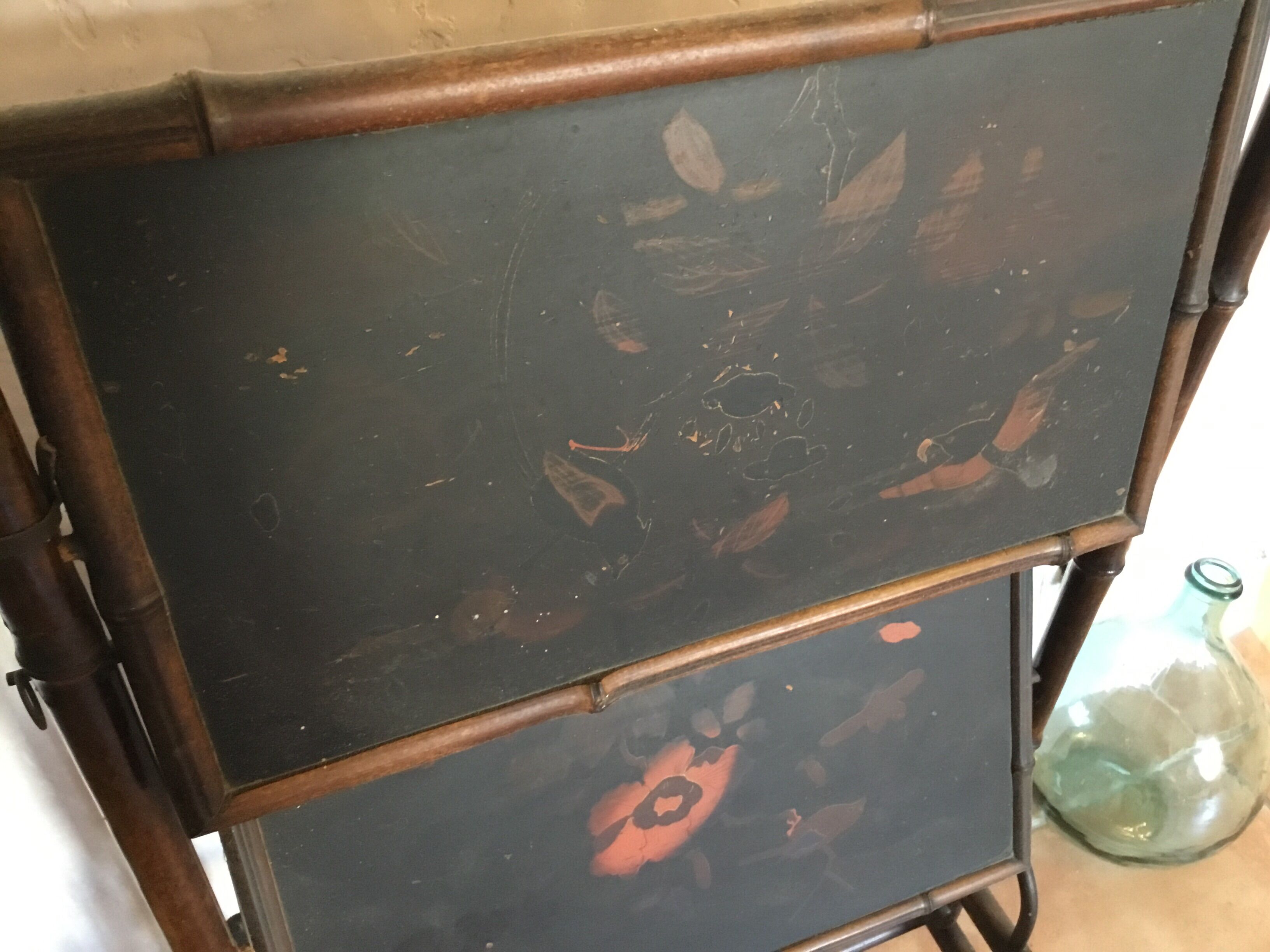 Orientable bamboo fireplace screen orientable Asian décor