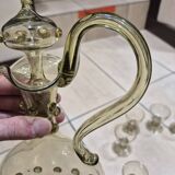 Roemer Glasses and Carafe 19th Century Mouth Blown Crystal