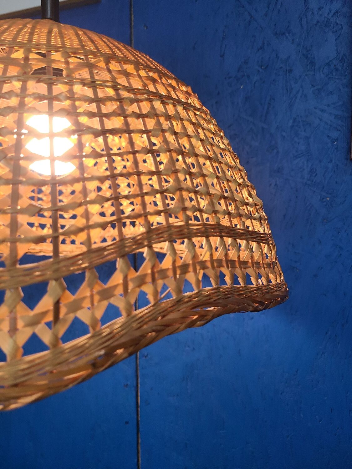 Abat jour pendant lamp in vintage wicker