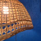 Abat jour pendant lamp in vintage wicker