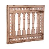 Old Burmese teak railing panel with original ecru patina