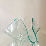 1970s glass trinket tray shaped like a handkerchief