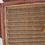 Old worker in wicker with red braiding 60s