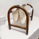 Bamboo and fabric magazine rack - vintage 70s bohemian rattan style