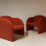 Set de 2 fauteuils Artifort Ben en tissu rouge brique Ploeg