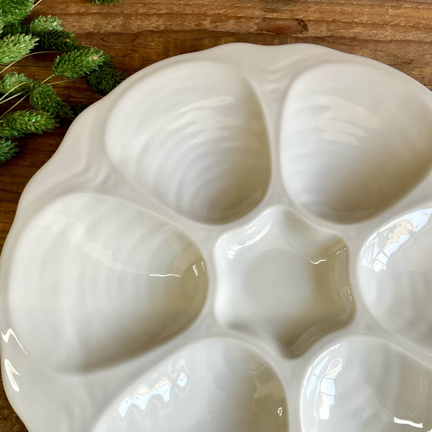 2 Apilco France porcelain oyster plates