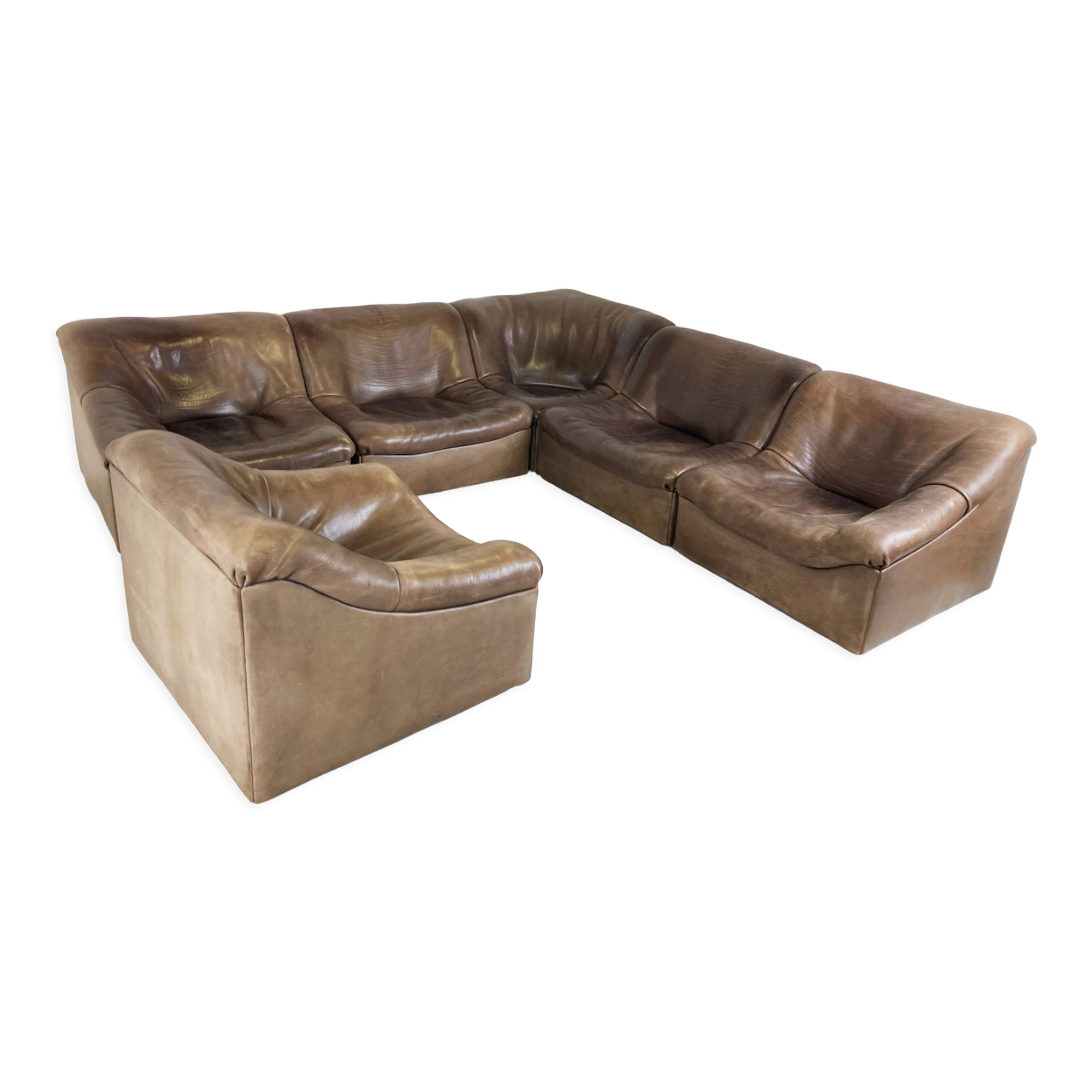 Vintage leather DS46 modular sofa by De Sede, 1970s