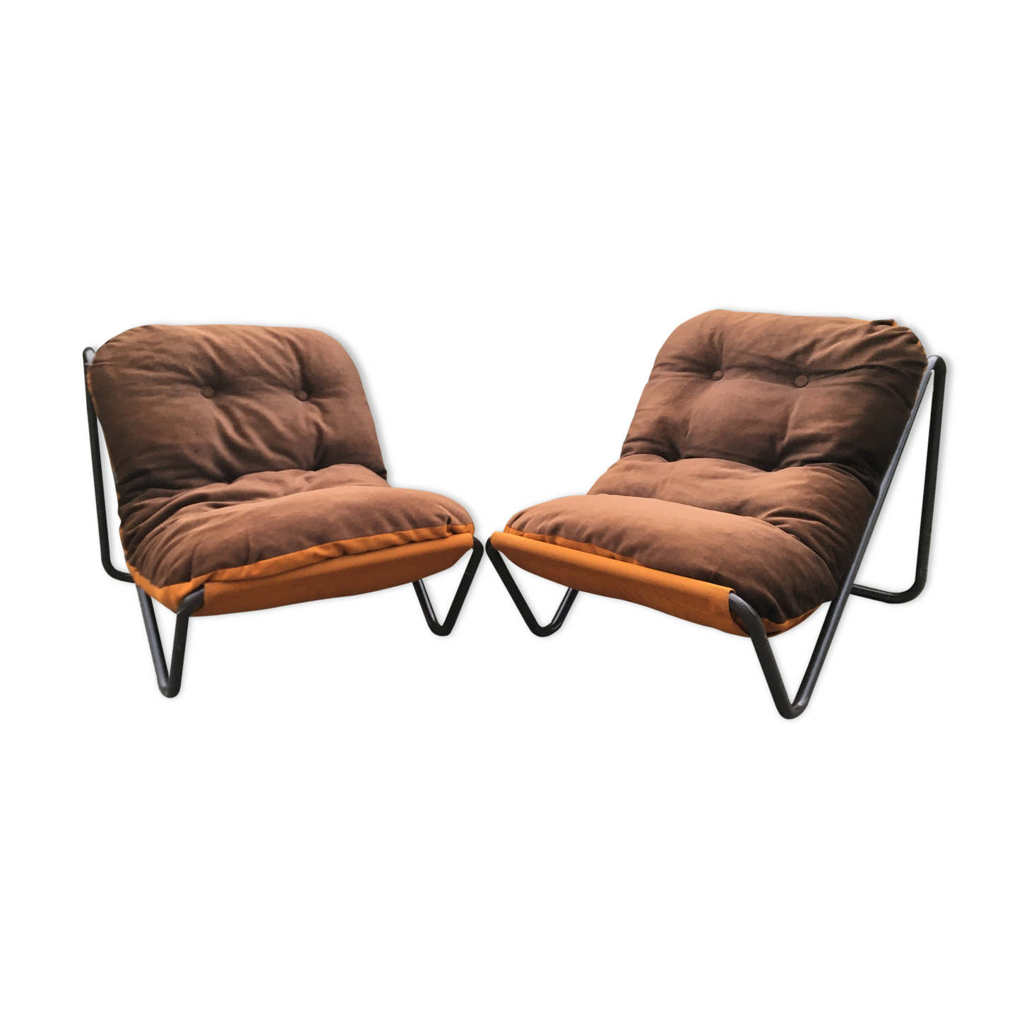 2 brown armchairs from the 70