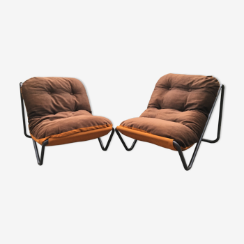 2 brown armchairs from the 70