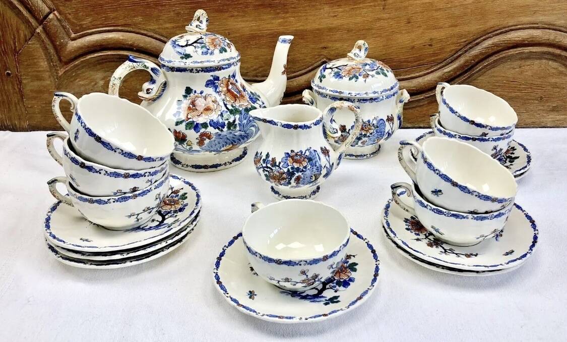 Gien sugar bowl rooster and peonies model 1938 1960