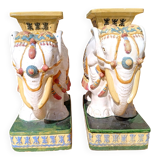 Set of 2 Chinese ceramic elephants