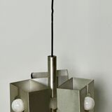 Vintage chandelier 70'S brushed steel 3 burners