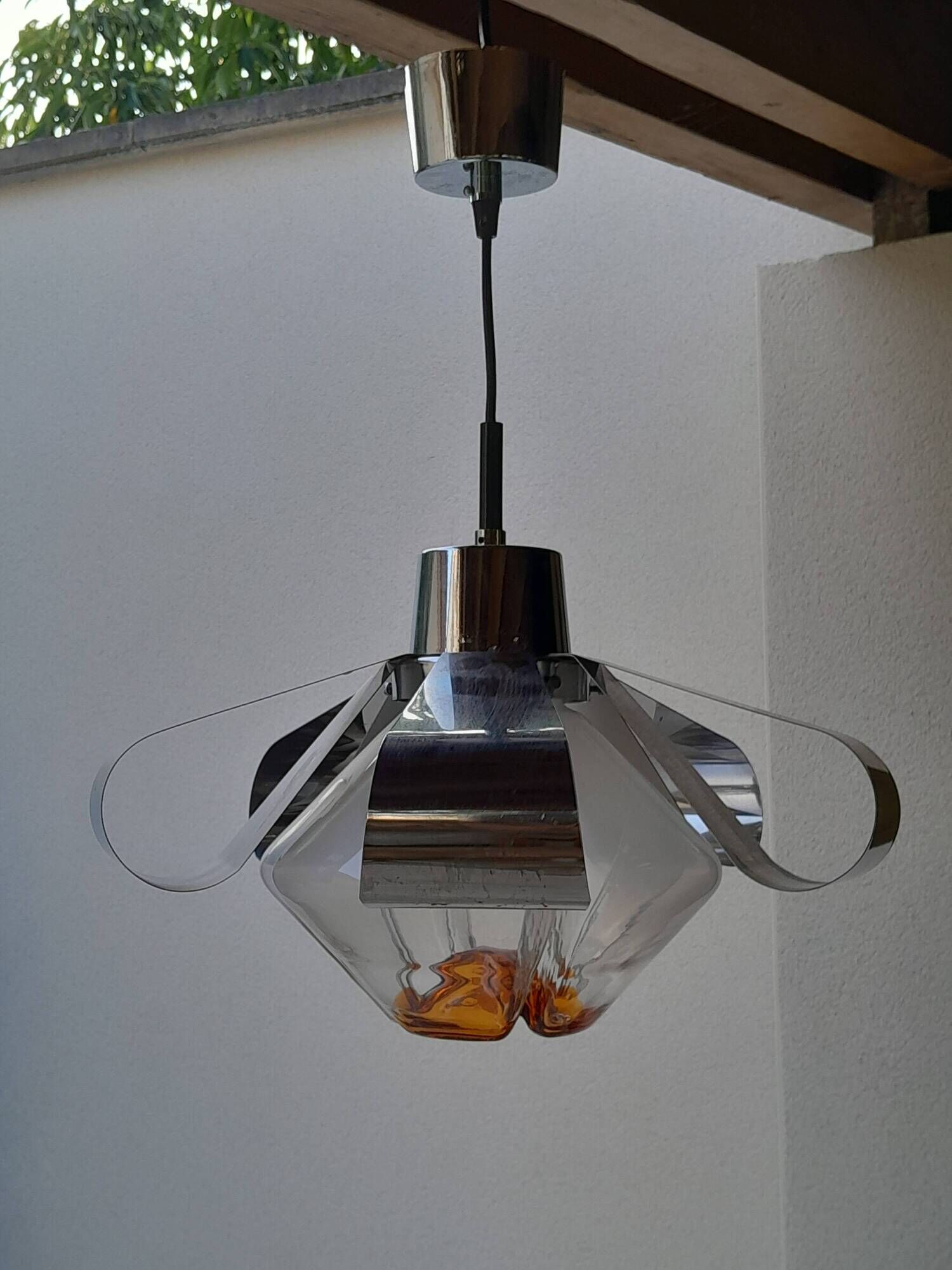 Suspension Mazzega Murano in metal chrome