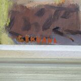 Gunnar Ekdahl, Paysage moderne suédois, Huile sur panneau, années 1960, Encadré